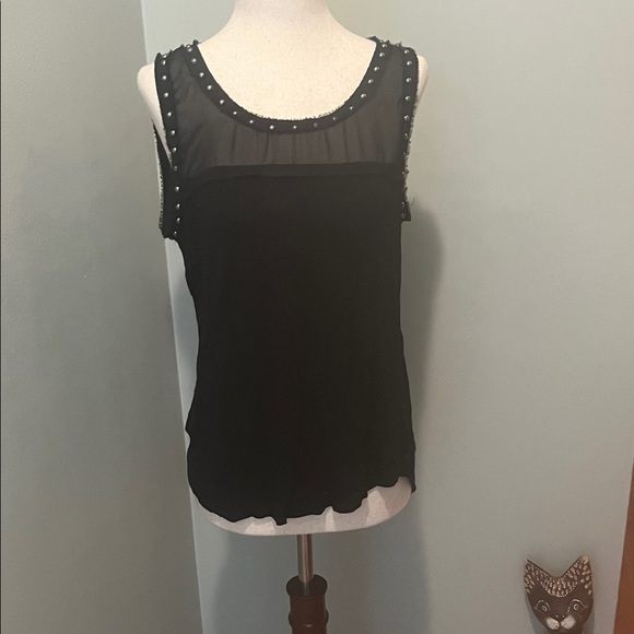 Rock & Republic Black Beaded Tank Top - Picture 1 of 6
